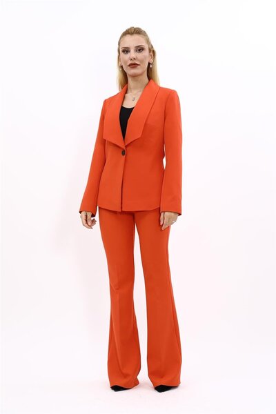 ÖNDER ÖZSOY American Collar Classic Jacket & Spanish Leg Trousers-Orange