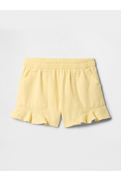 GAP Kız Bebek Sarı Fırfırlı Pull-On Twill Şort