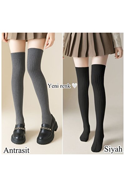 izaycollection 2 ' ÇİFT DİZ ÜSTÜ YÜN ÇORAP KADIN