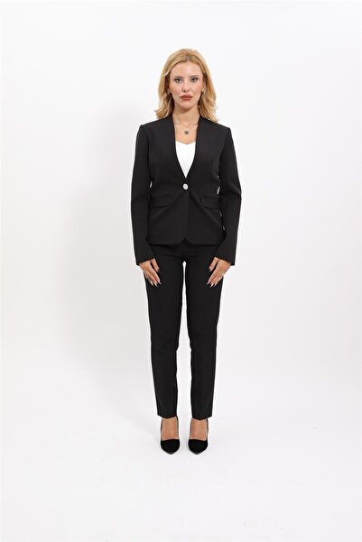 ÖNDER ÖZSOY Single Button Classic Jacket & Slim Fit Trousers-Black