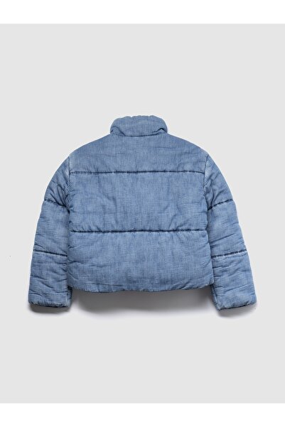 GAP Kız Çocuk Açık Mavi Relaxed Denim Puffer Şişme Ceket