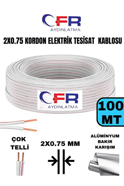 CFR LED AYDINLATMA 2X0.75 Kordon Çok telli Elektrik Tesisat Kablosu 5,10,15,2...