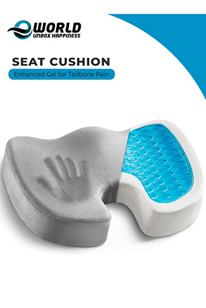 Eworld وسادة مقعد مُحسّنة بالجل، إسفنج ميموري فوم لتقويم العظام لتخفيف آلام ع...