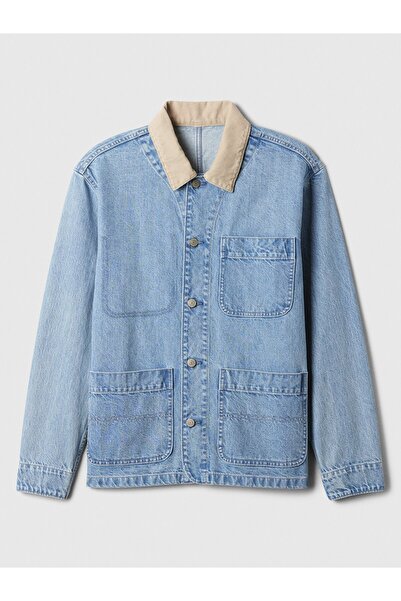 GAP Erkek Mavi Relaxed Denim Chore Ceket