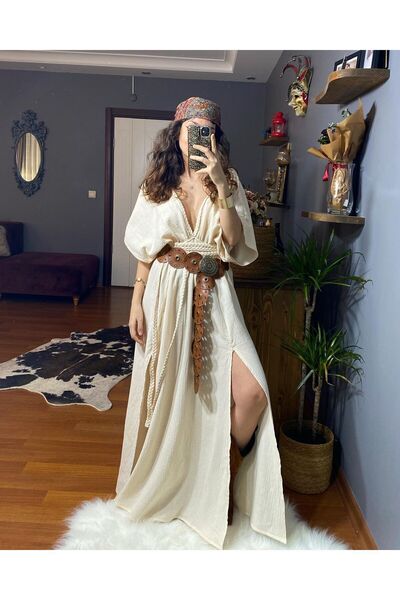 MODAGK Women's Tan Color Leather Medallion Buckle Cowboy Style Design Belt