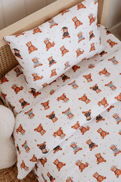 Lollie Baby&Kids Baby Crib, Park Bed (70X110 cm) Duvet Cover & Sheet Set, Cotton Satin - Teddy