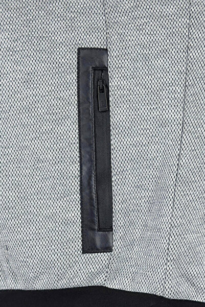 BESSA Gray College Collar Seasonal Fabric Zipper Pocket Men's Tracksuit Set Large Size