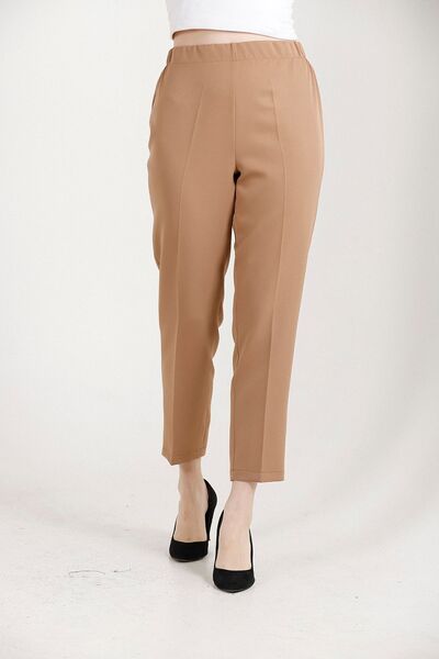 Balenbi High Waist Lycra Oversize Camel Women's Trousers - Carrot Leg 1004