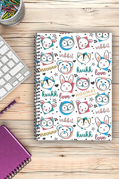 Yıldızistan A5 Lined Spiral Bound Cardboard Cover 96 Pages Houmai Special Collection Quality Printing School Notebook