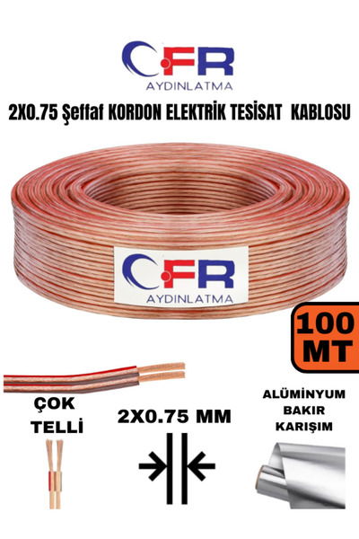 CFR LED AYDINLATMA 2X0.75 Şeffaf Kordon Çok teli Elektrik Tesisat Kablosu 5,1...