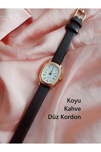 Ricardo Retro Minimal Roma Rakamlı Kadran Koyu Kahverengi Kordonlu Kadın Kol Saati bb0014