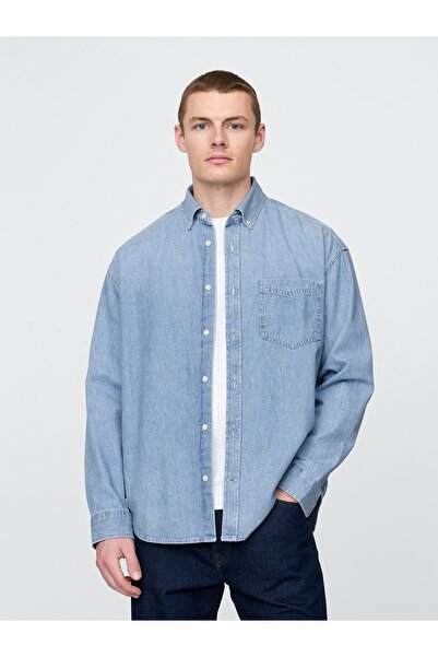 GAP Erkek Mavi Denim Big Gömlek