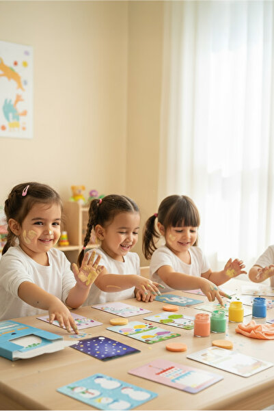 TOTS & FOLKS Wipe Clean Finger Paint Activity Cards - Silinebilir Parmak Boyası Kartları - Fingerprint Activities - Parmak Boyası Aktivitesi
