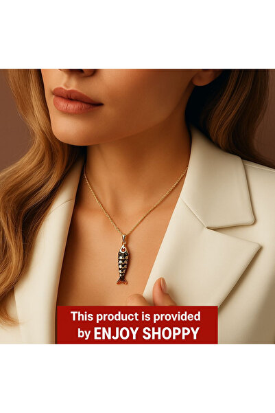 Enjoy Vip Chain Necklace with Gold Colored Moving Fish Figure Elegant and Unconventional Design