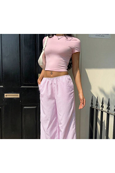 boutiquen Linich&Co Crew Neck Pink Basic Stretch Crop