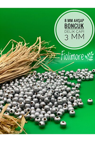 Fiolimore Mărgele din lemn gri argintiu de 8 mm (175 bucăți) Diametru gaură 3...