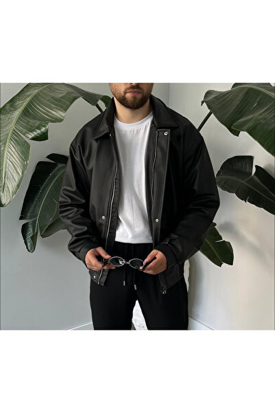 ATKGİYİM Mont 🧥 Deri Salaş Oversize Ceket – Altı Lastikli Trend Model