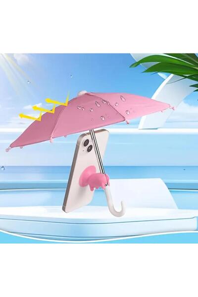 Haziran Aksesuar Güneş Engelleyici Uv Koruma Telefon Şemsiyesi, Vantuzlu Pembe