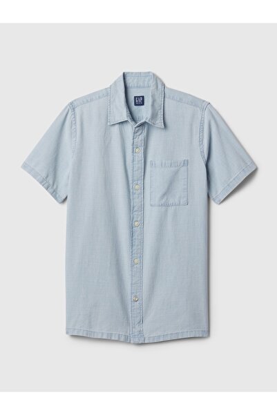 GAP Erkek Çocuk Açık Mavi Denim Gömlek