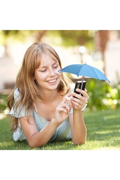 Haziran Aksesuar Güneş Engelleyici Uv Koruma Telefon Şemsiyesi, Vantuzlu Mavi