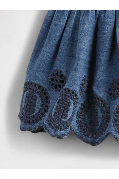 GAP Bebek Mavi Denim Eyelet Outfit Set