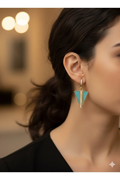 bettin tasarım أقراط نسائية من الفولاذ الحجري المثلث من Ocean Vibes