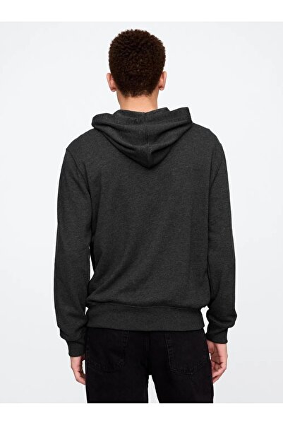 GAP Men's Dark Gray Logo Zippered French Terry Fabric Sweatshirt