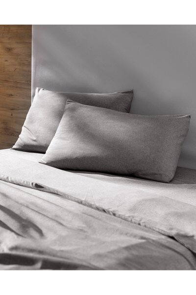 Madame Coco Benati Bettwäsche-Set für Einzelbett, 100 % garngefärbte Baumwolle, Anthrazit