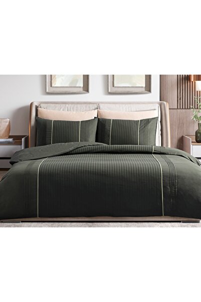 Madame Coco Mousse Doppelt geripptes Bettbezug-Set - Khaki