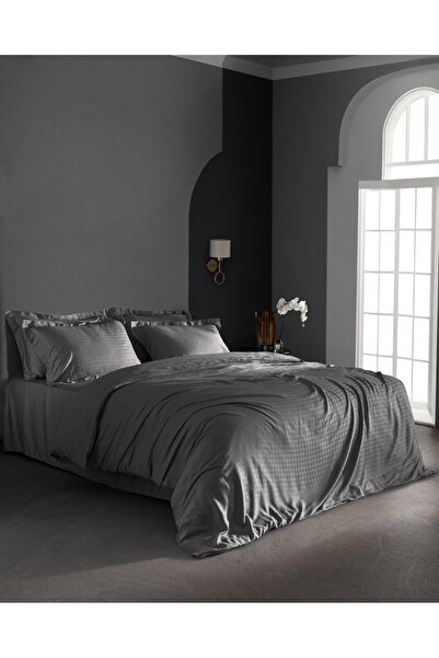 Madame Coco Lune King Size Bambus-Satin-Bettbezug-Set - Stein