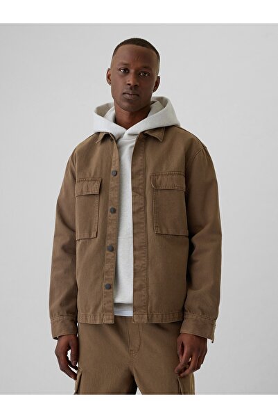 GAP Erkek Kahverengi Denim Overshirt
