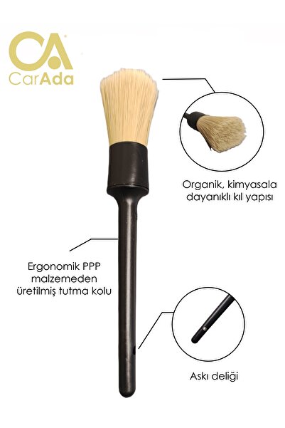 CarAda Oto Detay Fırçası Premium Seri, Araç Temizlik Fırçası, Yumuşak Organik Kıllı