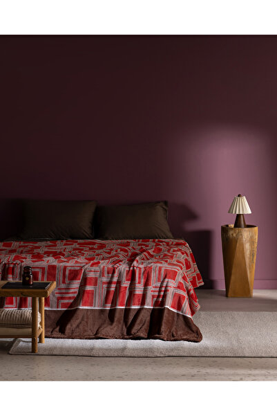 Madame Coco Breville Doppel-Welsoft-Fleecedecke mit Aufdruck, Orange