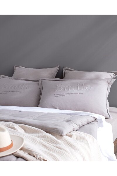 Madame Coco Bobigny Doppel-Bettdeckenset aus Baumwolle, superweich, Grau