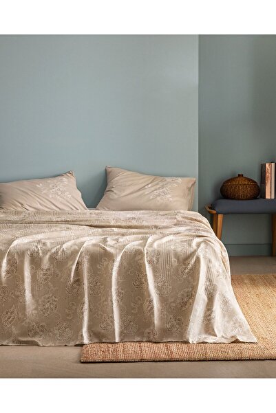 Madame Coco Berne Doppel-Baumwoll-Ecocell-Piqué-Set mit Print - Beige