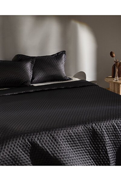 Madame Coco Arles Einzel-Satin-Tagesdecke - Anthrazit