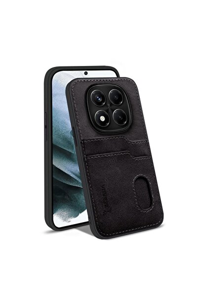 Zebana Xiaomi Redmi Note 14 Pro 5g Compatible Case Zebana Luxury Leather Case with Card Holder Black