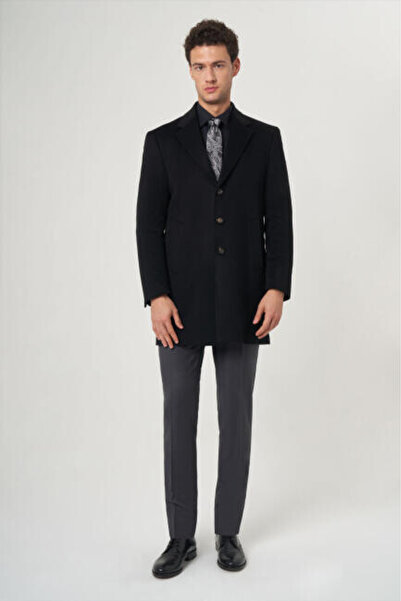 Bisse Black Men's Platium Wool Coat