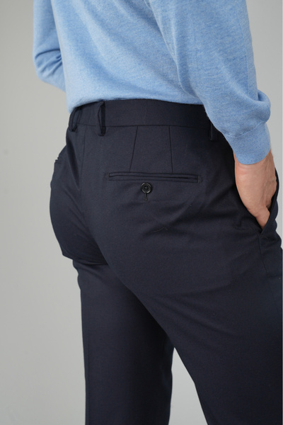 Bisse Lacivert Yün Flanel Regular Fit Klasik Erkek Pantolon