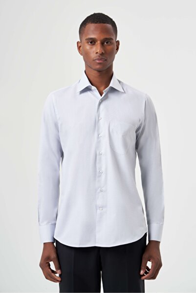 Bisse قميص رجالي كلاسيكي باللون الرمادي ذو قصة عادية