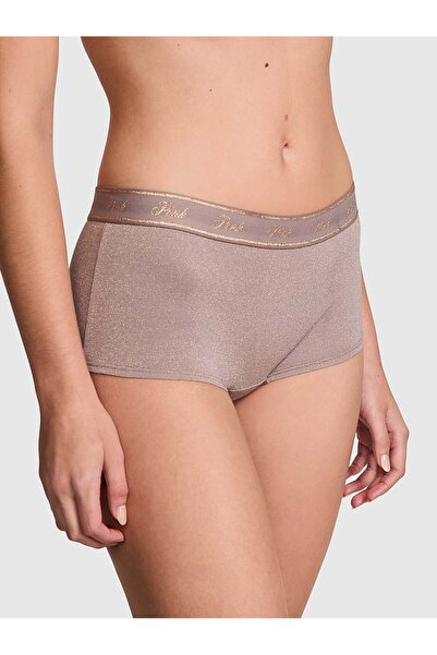 PINK Logolu Pamuklu Işıltılı Boyshort Külot