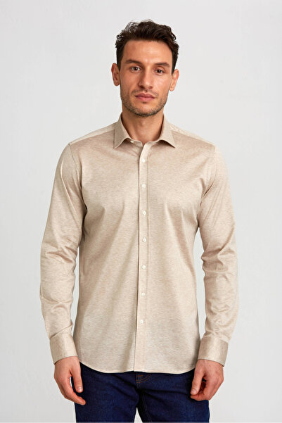 Bisse Platinum Regular Fit Beige Men's Shirt