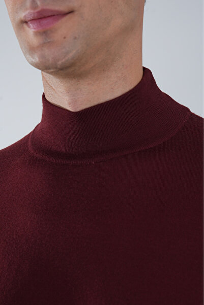 Bisse Erkek Yün Basic Yarım Balıkçı Yaka Triko Bordo