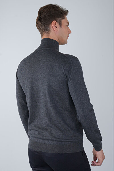 Bisse Erkek Yün Basic Yarım Balıkçı Yaka Triko Antrasit