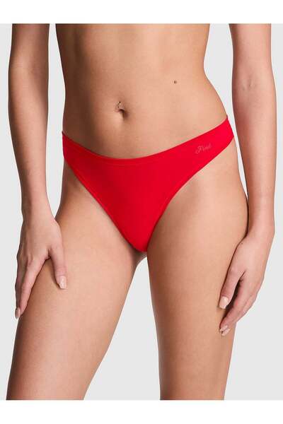 PINK Pamuklu Derin Bacak Kesim Tanga