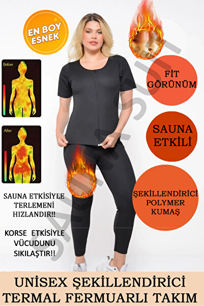 SAUNA SUIT 100% Γνήσιος κορσές Terleten Unisex με φερμουάρ Takımreynev