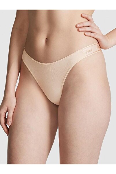 PINK Logolu Pamuklu Derin Bacak Kesim Tanga