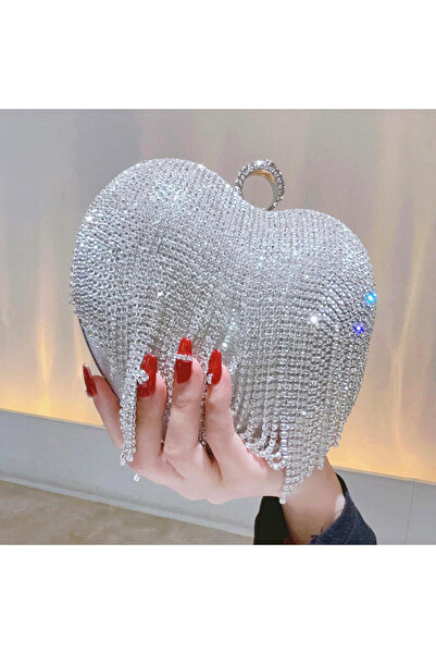 Generic Womens Rhinestone Heart Purse,Sparkly Evening Clutch Bag for Formal/Wedding/Cocktail/Prom/Party/Club