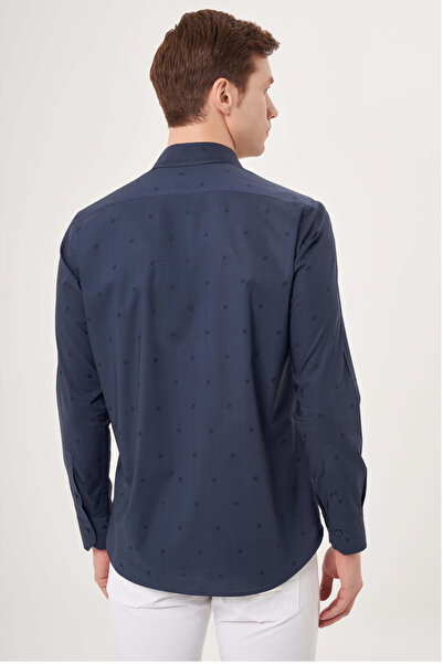 Bisse Regular Fit Düz Lacivert Spor Erkek Gömlek