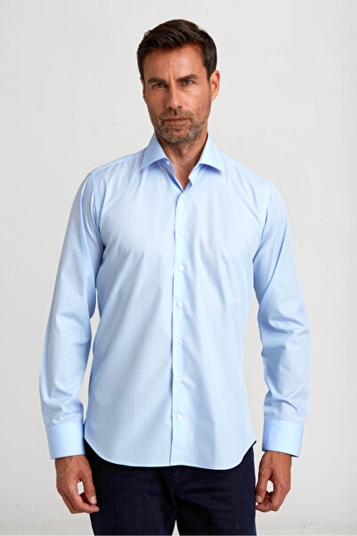 Bisse Regular Fit Açık Mavi Klasik Pamuk Erkek Gömlek